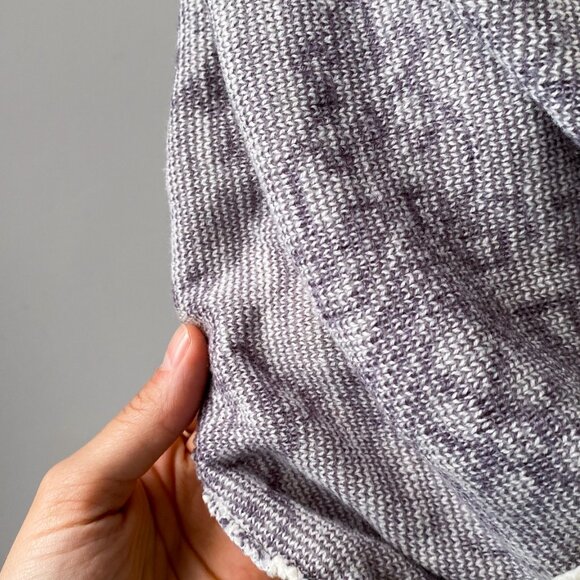 🍂 80s Vintage Chunky Light Cream Chunky Knit Sweater with Gray & Purple Pattern - Picture 5 of 7